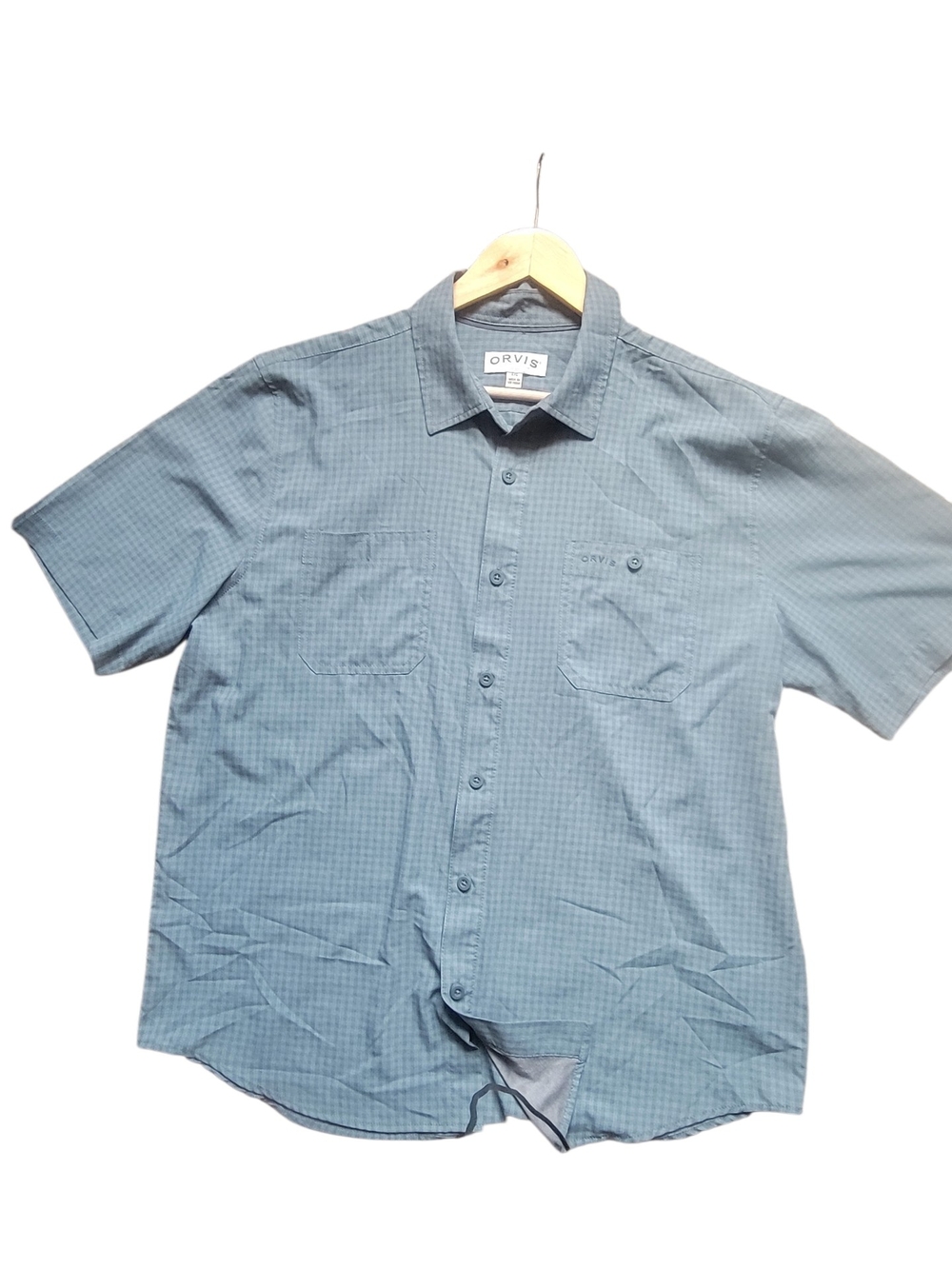 Orvis Men's Short-Sleeve Teal Check Button-Down Shirt